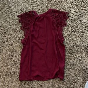Express Burgundy Lace Detail Blouse